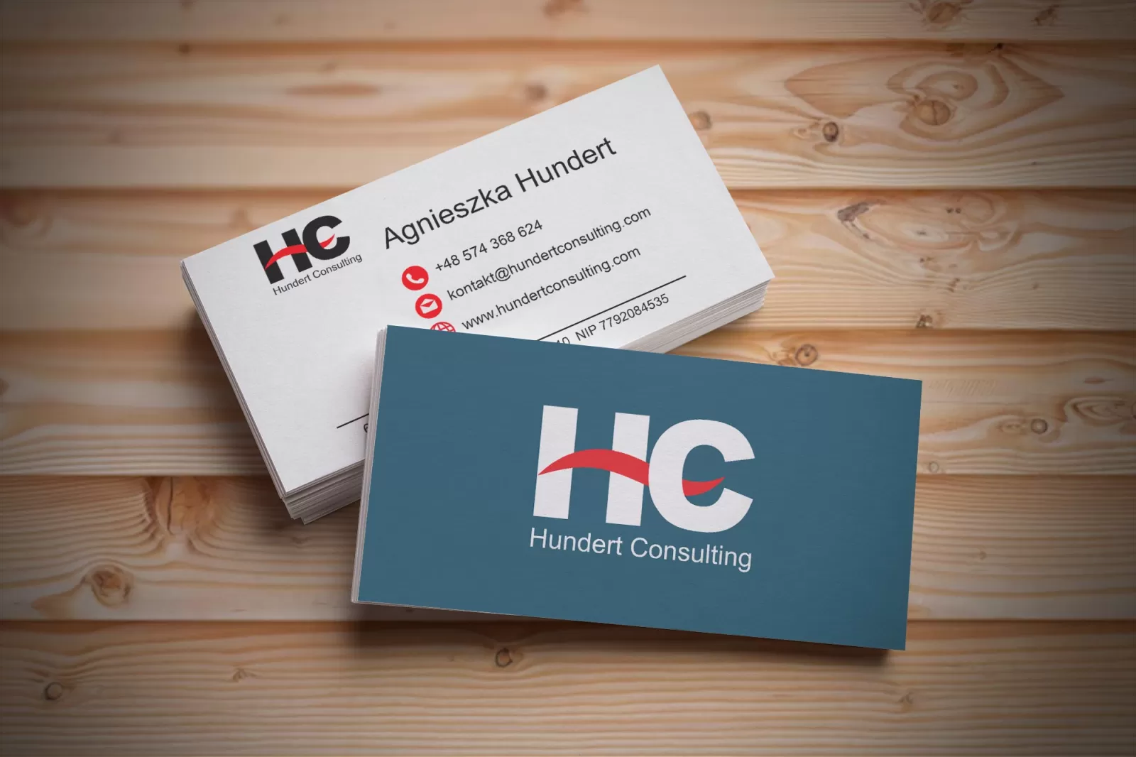 Projekt wizytówek Hundert Consulting
